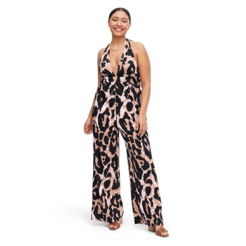 DVF halter leopard Jumpsuit